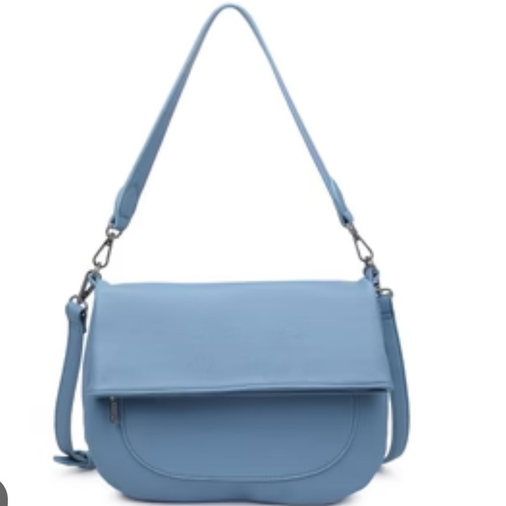 WOMEN’S NEW MODA LUXE VEGAN LEATHER BLAKE CROSSBODY SKY BLUE